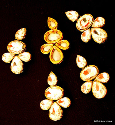 1 x Crystal Applique, Crystal Cabochon, Gold Applique - 140316A2